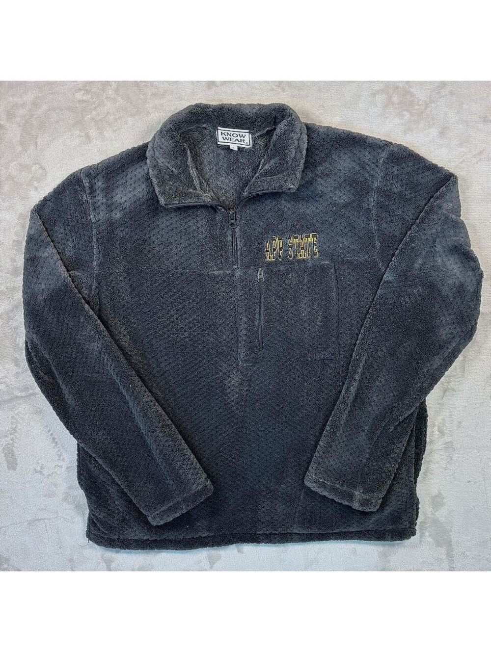 App State Mountaineers Sherpa Quarter Zip Pullover L Embroidered Chest Pocket